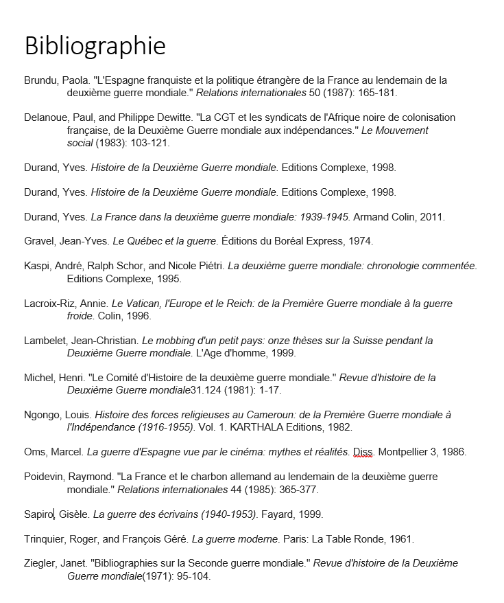 Présentation d�une bibliographie